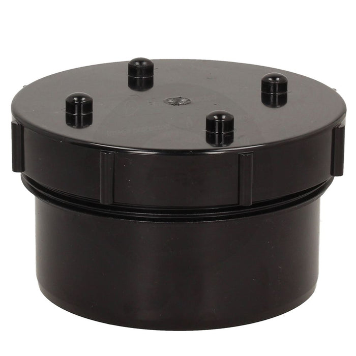 110mm Solvent Weld Black Soil Spigot Tail Screwed Access Cap